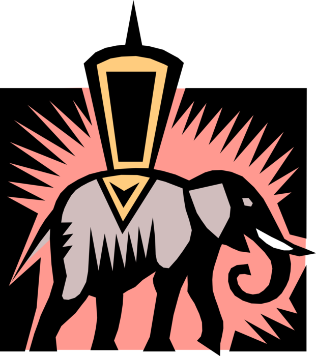Vector Illustration of Elephant Carries Howdah Carriage Carries Wealthy People in Hunting or Warfare