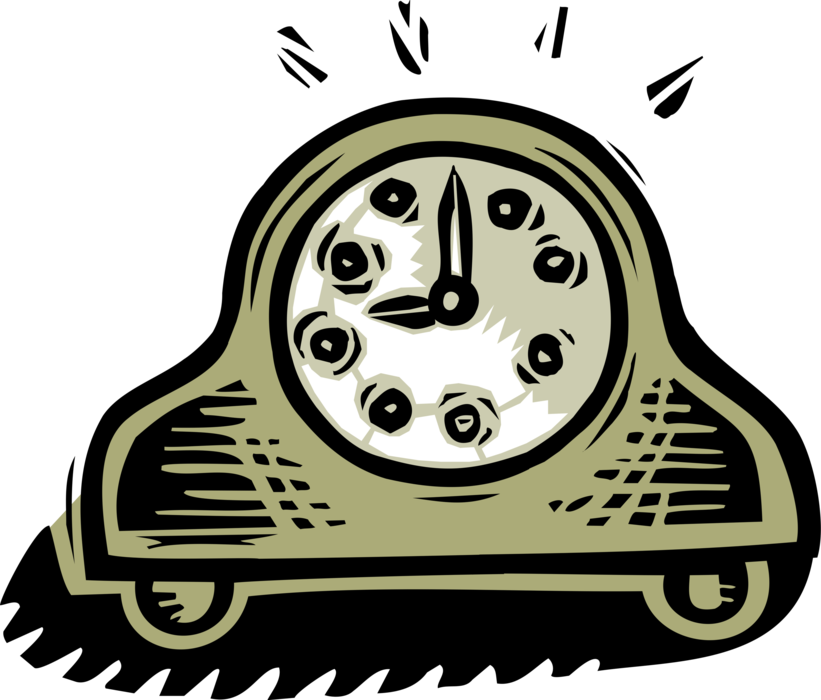 Vector Illustration of Mantle Clock Indicates, Keeps and Co-ordinates Time