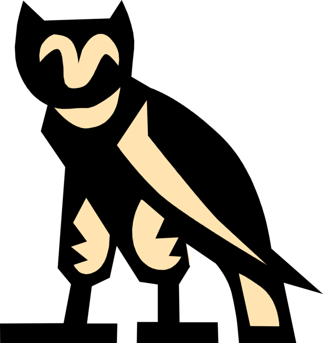Vector Illustration of Ancient Egyptian Owl Bird Symbol