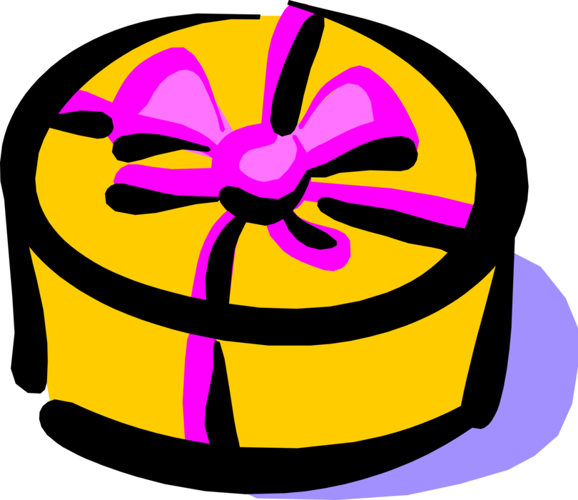Vector Illustration of Round Gift with Ribbon