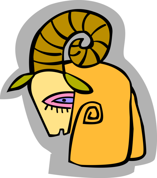 Vector Illustration of Symbolic Ram with Horns