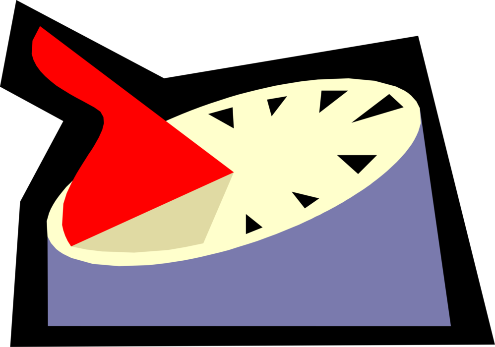 Vector Illustration of Sundial Instrument Indicates Time of Day Based on Position of Sun