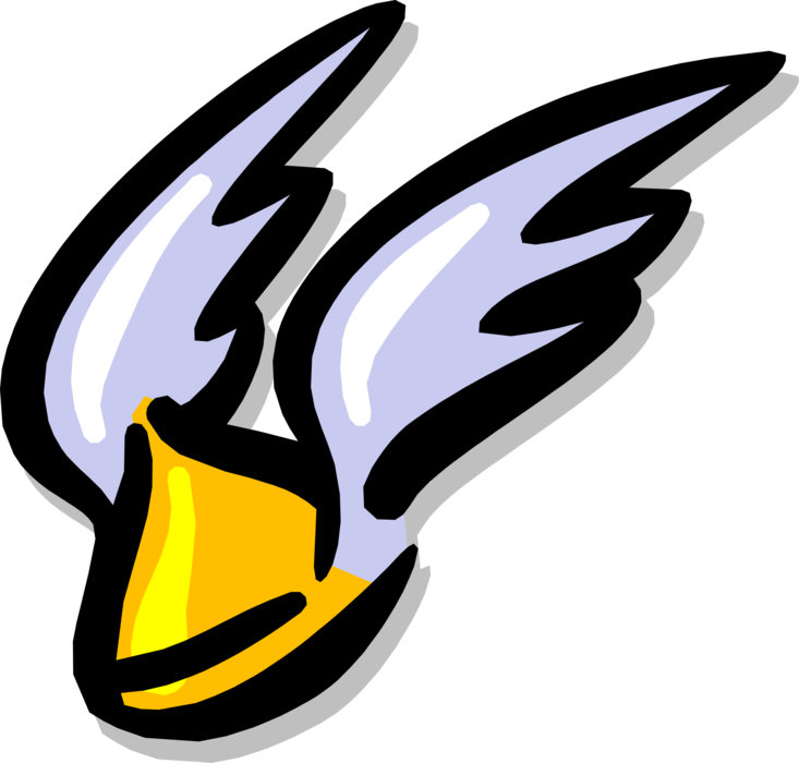 Vector Illustration of Helmet with Wings in Flight