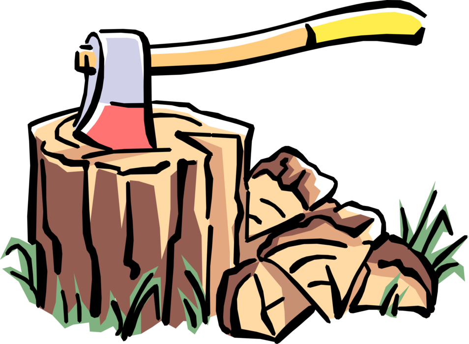 Vector Illustration of Forestry Axe Implement used to Shape, Split, Cut and Wood or Timber