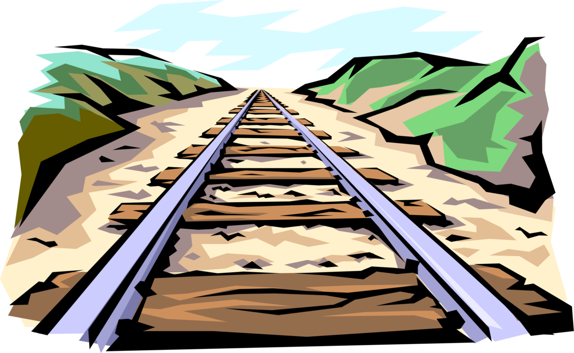 Vector Illustration of Railway Train Rail Tracks