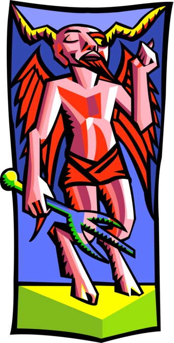 Vector Illustration of Tarot Card Major Arcana The Devil About Bondage that is Metaphoric and Internal