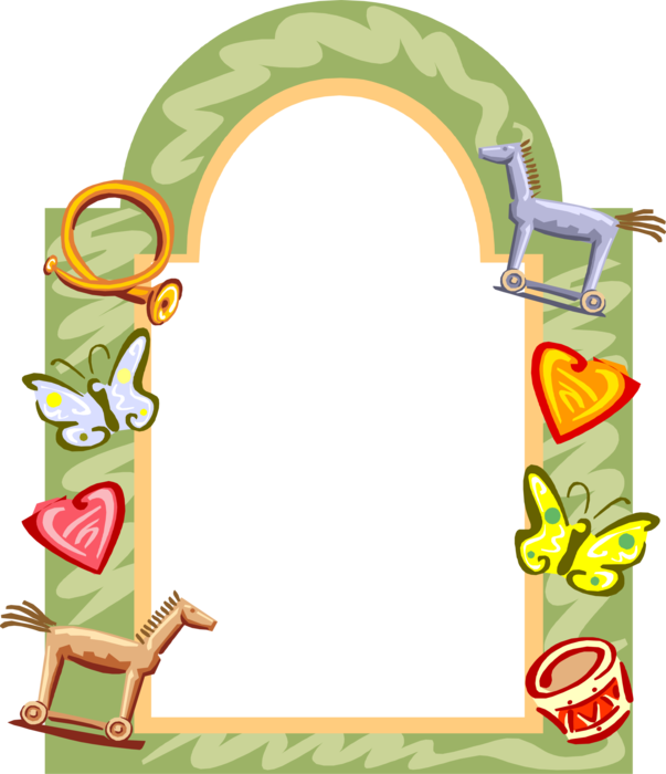 Vector Illustration of Children's Toys Frame Border