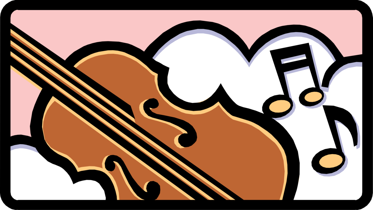 Vector Illustration of Fiddle Violin Stringed Musical Instrument