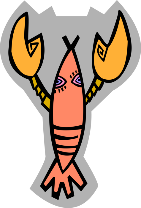 Vector Illustration of Symbolic Clawed Lobster Shellfish Marine Crustacean