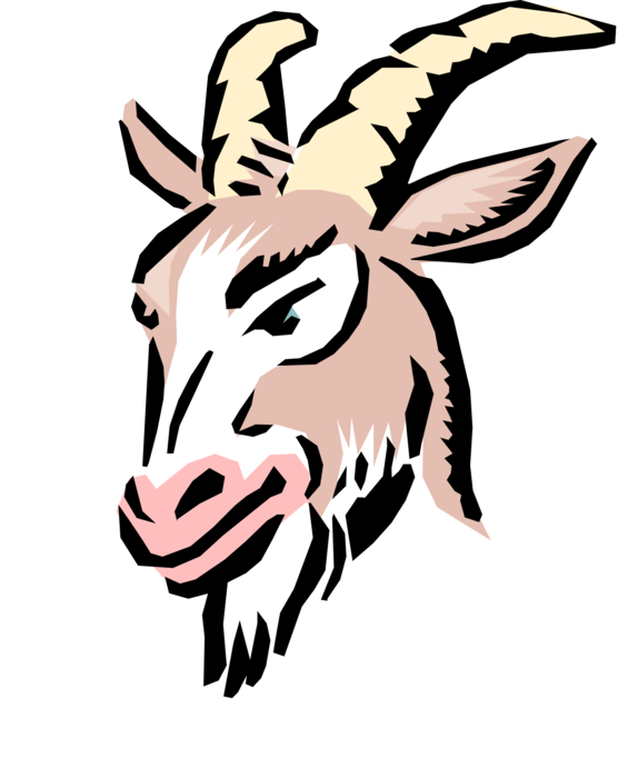 Vector Illustration of Cartoon Billy Goat with Horns