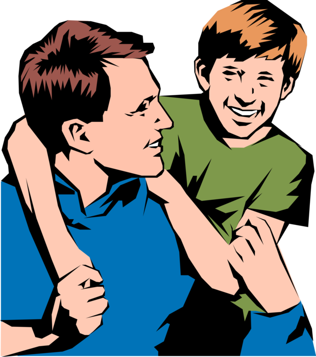 Vector Illustration of Father and Son Enjoy Special Moment Together