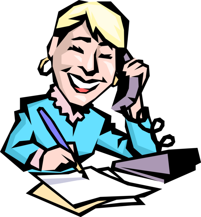 Vector Illustration of Woman on the Telephone Writing