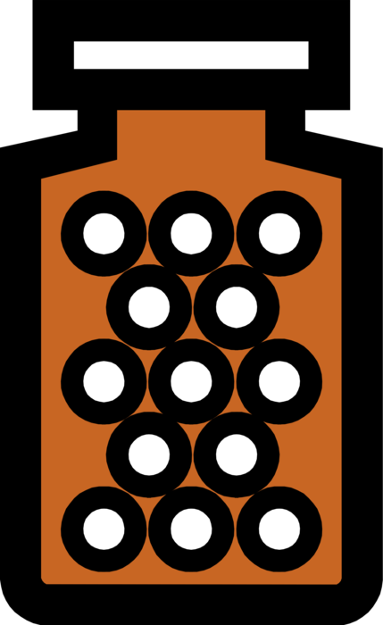 Vector Illustration of Pharmaceutical Drug Dispensed by Medical Prescription