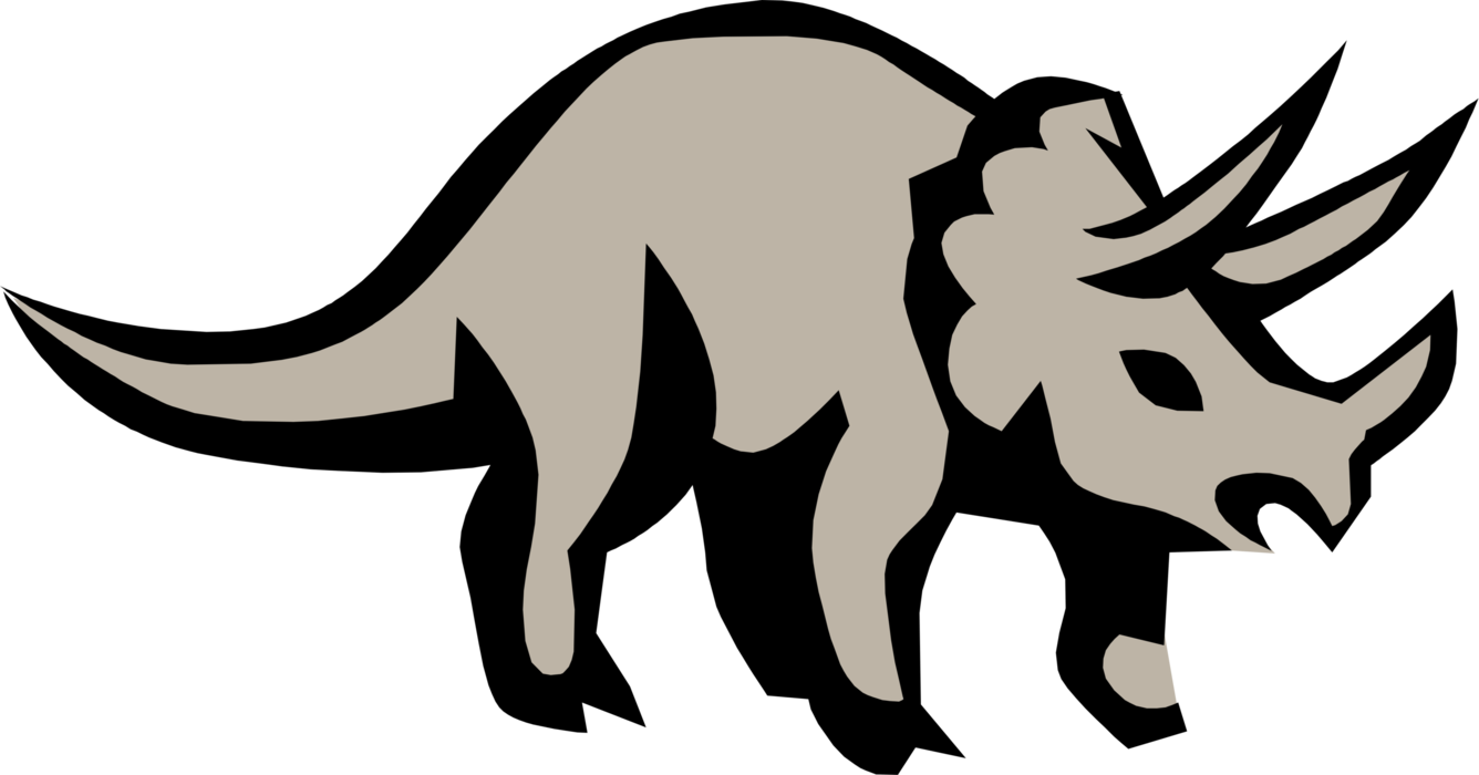 Vector Illustration of Prehistoric Triceratops Dinosaur from Jurassic and Cretaceous Periods
