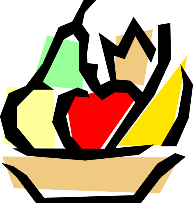 Vector Illustration of Wicker Basket of Fresh Fruit