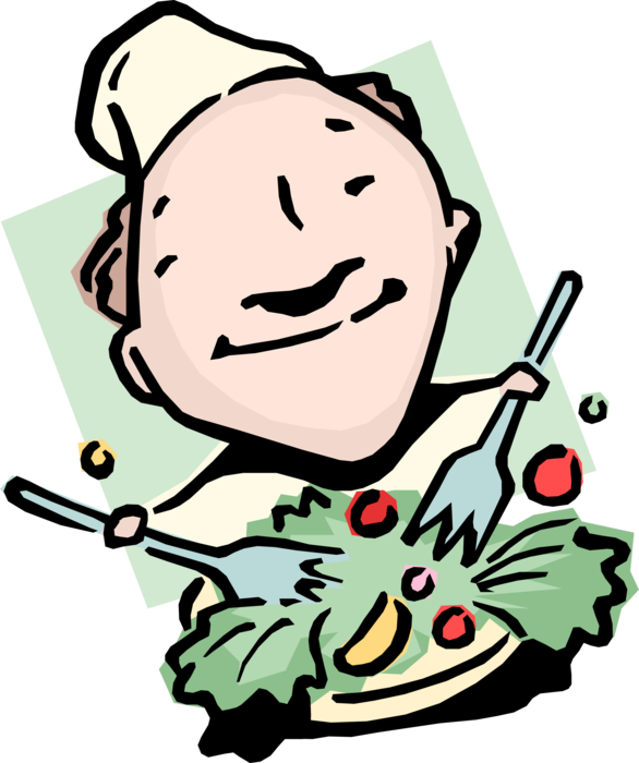 Vector Illustration of Salad Days Idiom Chef Tosses Green Salad