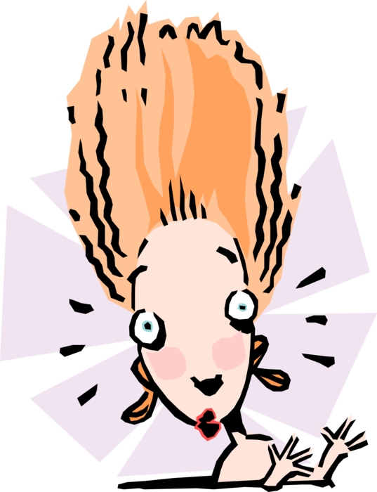 Vector Illustration of Shocked Female Reacts to Sudden Fright