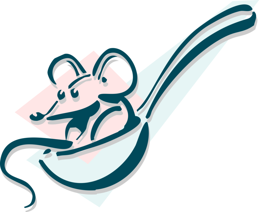 Vector Illustration of Rodent Mouse in Spoon