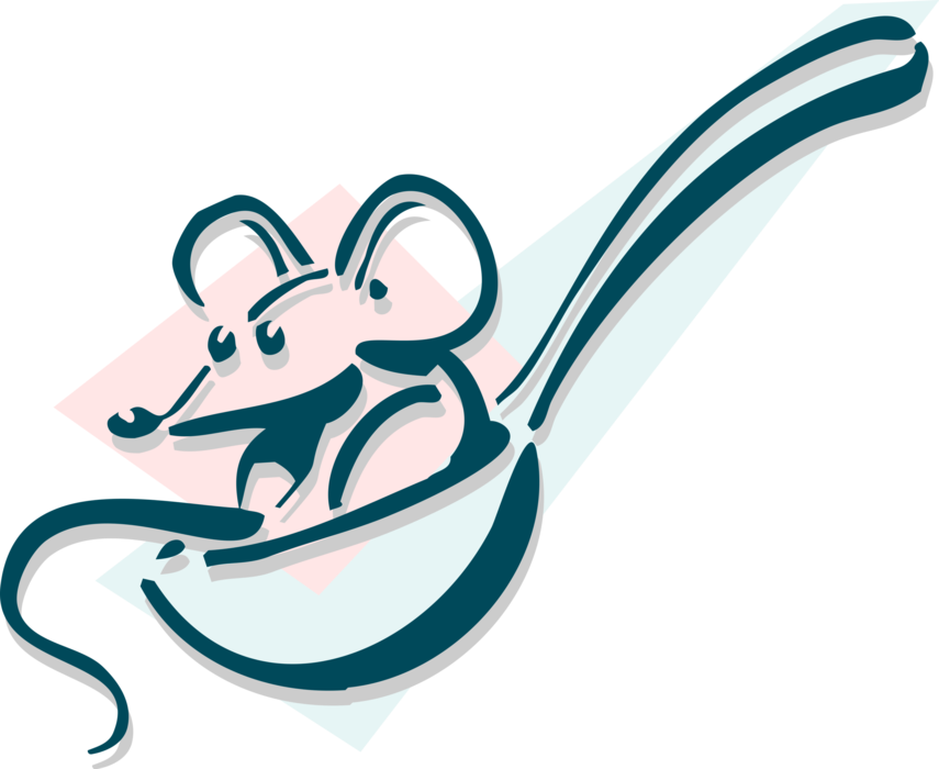 Vector Illustration of Rodent Mouse in Spoon