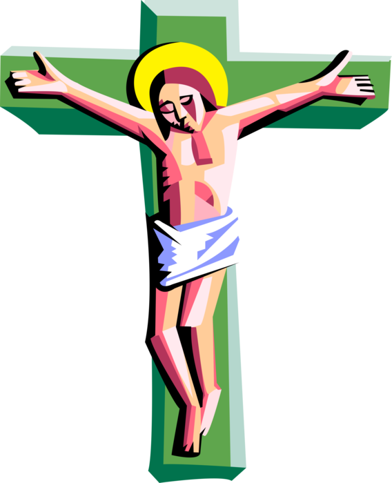Vector Illustration of Christian Crucifixion with Jesus Christ on The Cross on Good Friday
