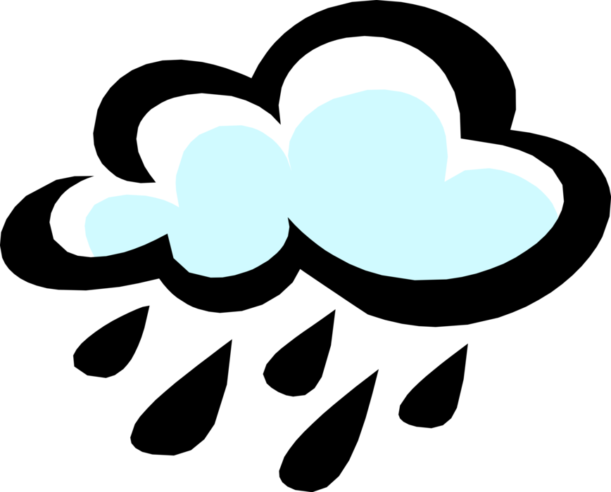Vector Illustration of Weather Forecast Clouds and Rain