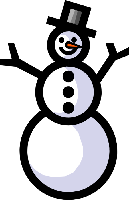 Vector Illustration of Snowman Anthropomorphic Snow Sculpture in Winter