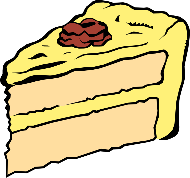 Vector Illustration of Sweet Dessert Baked Cake with Lemon Icing