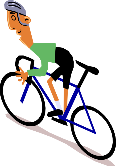 Vector Illustration of Racing Cyclist Rides His Bicycle Uphill