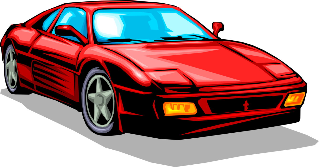 Vector Illustration of Ferrari Luxury Sports Car Automobile Motor Vehicle 