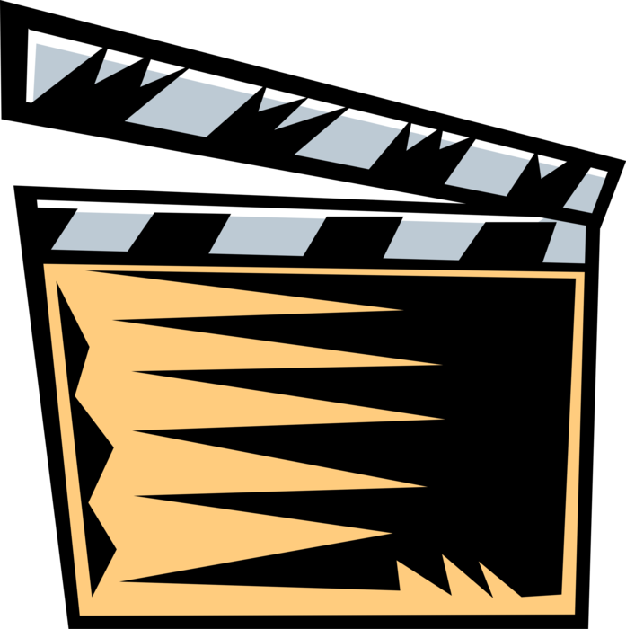 Vector Illustration of Filmmaking and Video Production Clapperboard Slate Synchronizes Picture and Sound