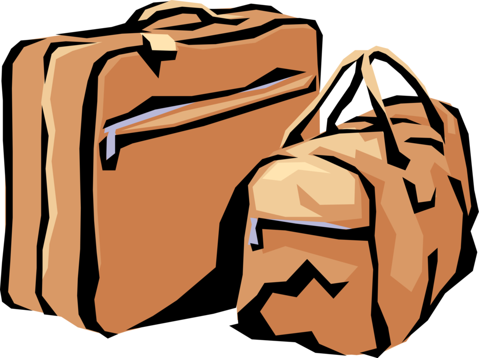 Vector Illustration of Traveler's Baggage or Luggage Suitcase
