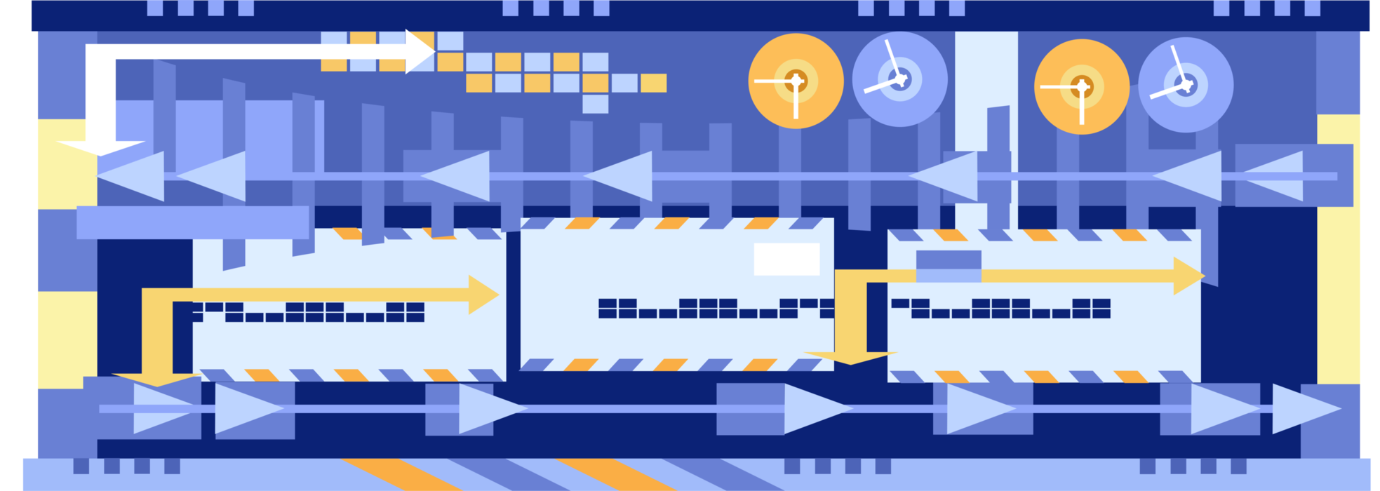 Vector Illustration of Post Office Mail Processing and Delivery 