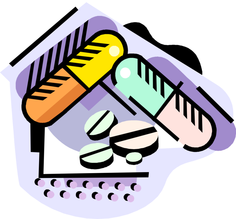 Vector Illustration of Pharmaceutical Drugs Dispensed by Medical Prescription