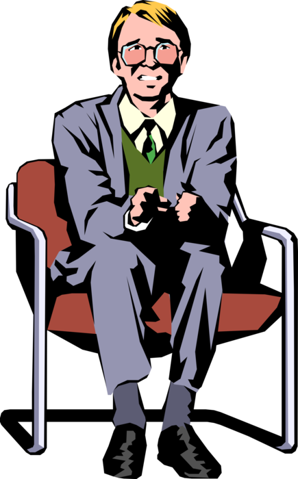 Vector Illustration of Businessman Eager for News Updates