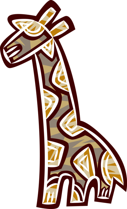 Vector Illustration of African Giraffe Animal Symbol