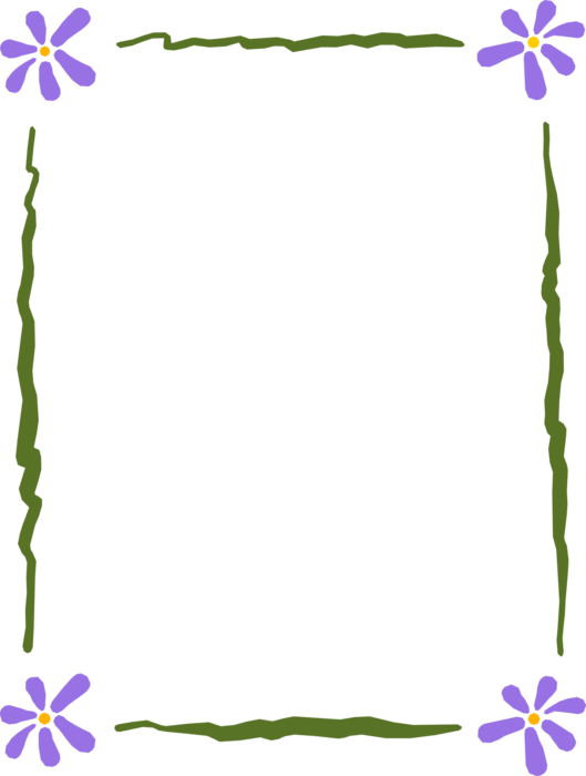 Vector Illustration of Purple Flowers Border Frame
