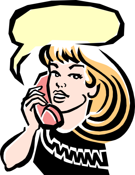 Vector Illustration of 1950's Vintage Style Woman Talking on the Phone