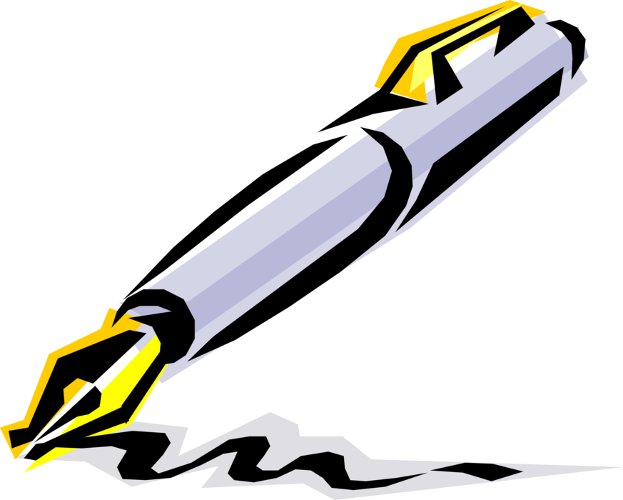 Vector Illustration of Ink Fountain Pen Writing Instrument