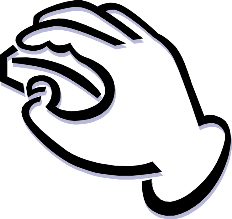 Vector Illustration of Hand Holding Computer Mouse Pointing Device
