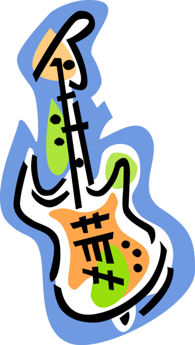 Vector Illustration of Bass Electric Guitar Stringed Musical Instrument