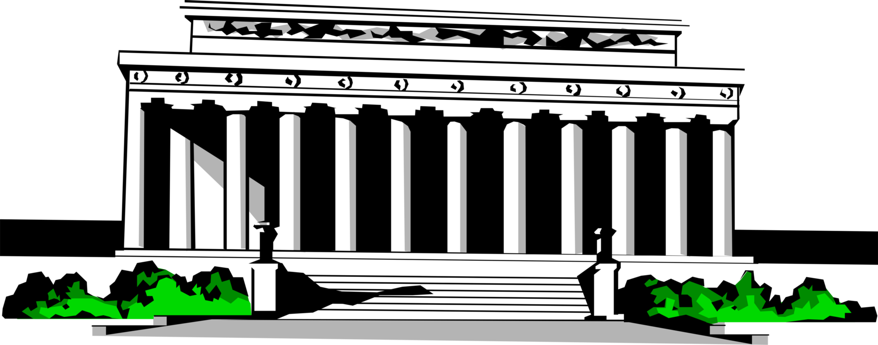 Vector Illustration of Lincoln Memorial Building, American National Monument, Washington, D.C.