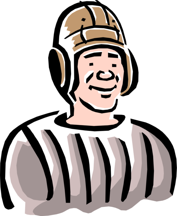 Vector Illustration of 1950's Vintage Style Old-Fashioned Football Player with Helmet