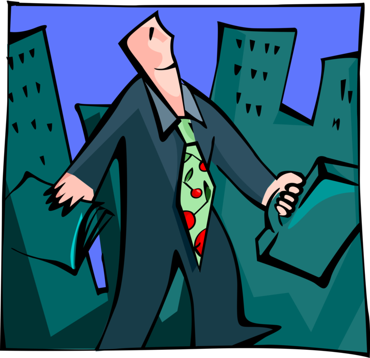 Vector Illustration of Businessman in the Big City