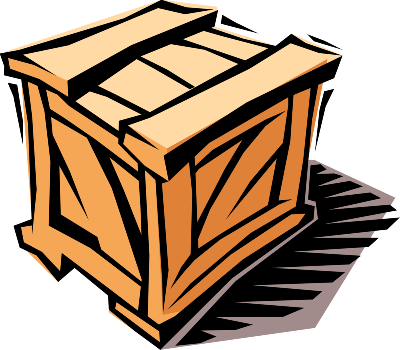 Vector Illustration of Wooden Shipping Crate Box Shipment 