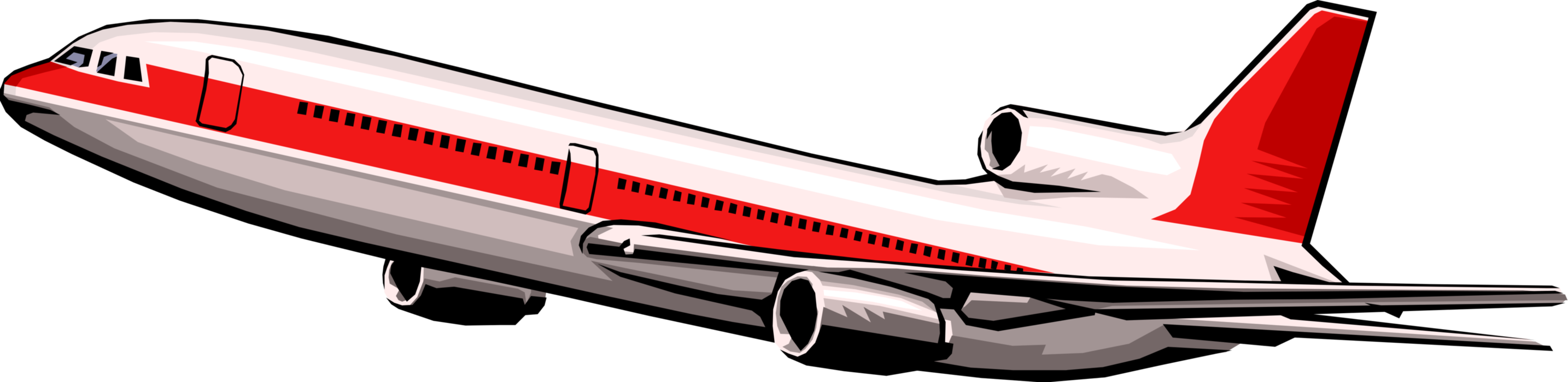 Vector Illustration of Commercial Passenger Jet Aircraft Airplane Takes Off