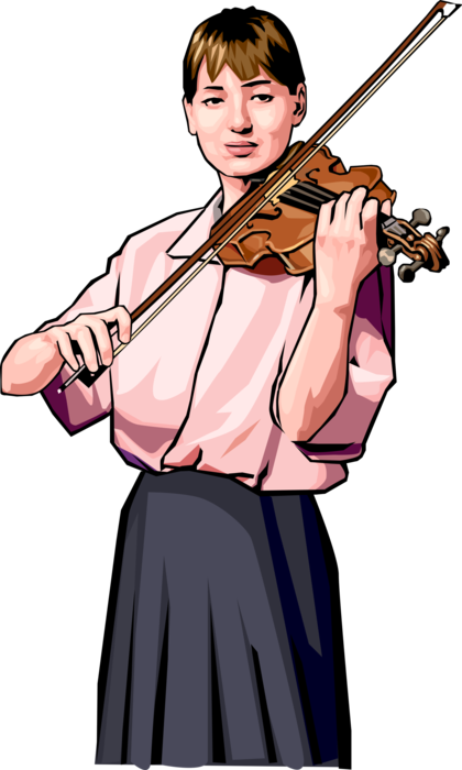 Vector Illustration of Violinist Musician Plays Violin Stringed Musical Instrument