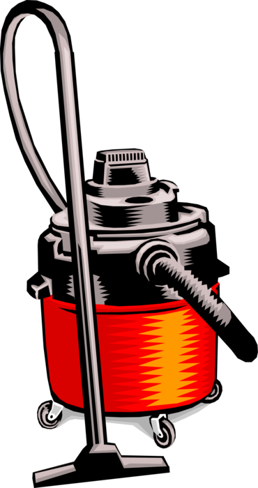 Vector Illustration of Vacuum Cleaner Uses Centrifugal Fan to Suck Up Dust and Dirt