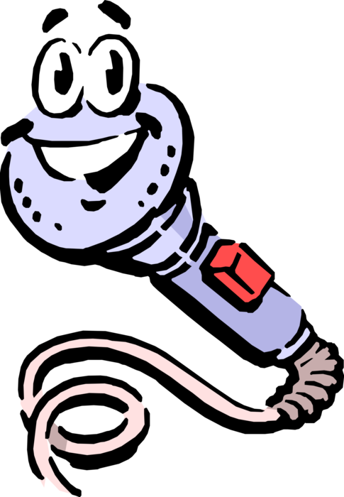 Vector Illustration of Anthropomorphic Microphone for Recording Sound