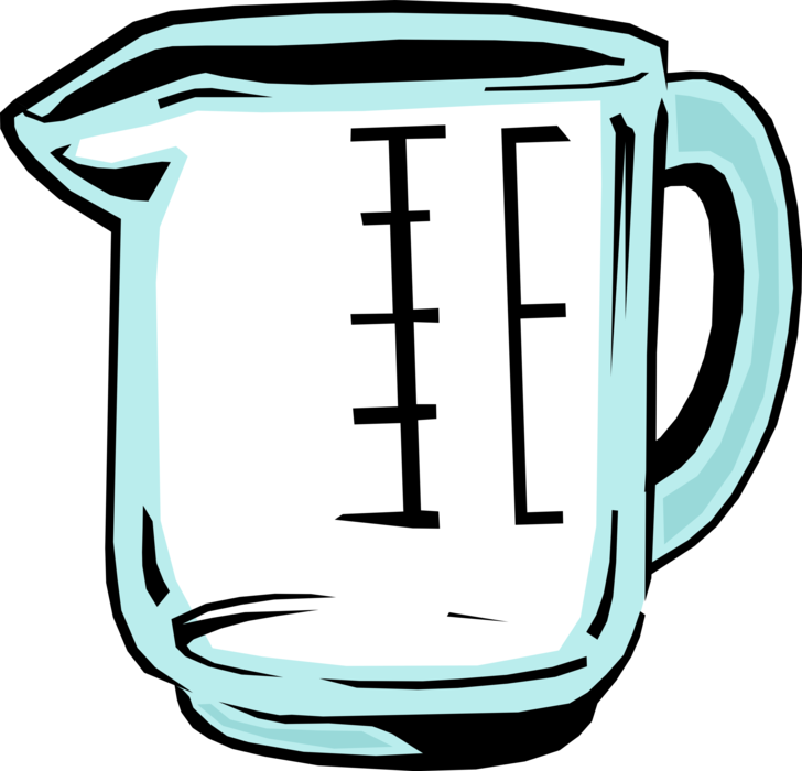 Vector Illustration of Kitchen Utensil Measuring Cup Measures Volume