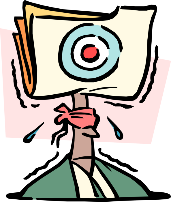 Vector Illustration of Businessman with Bullseye or Bull's-Eye Target on His Head